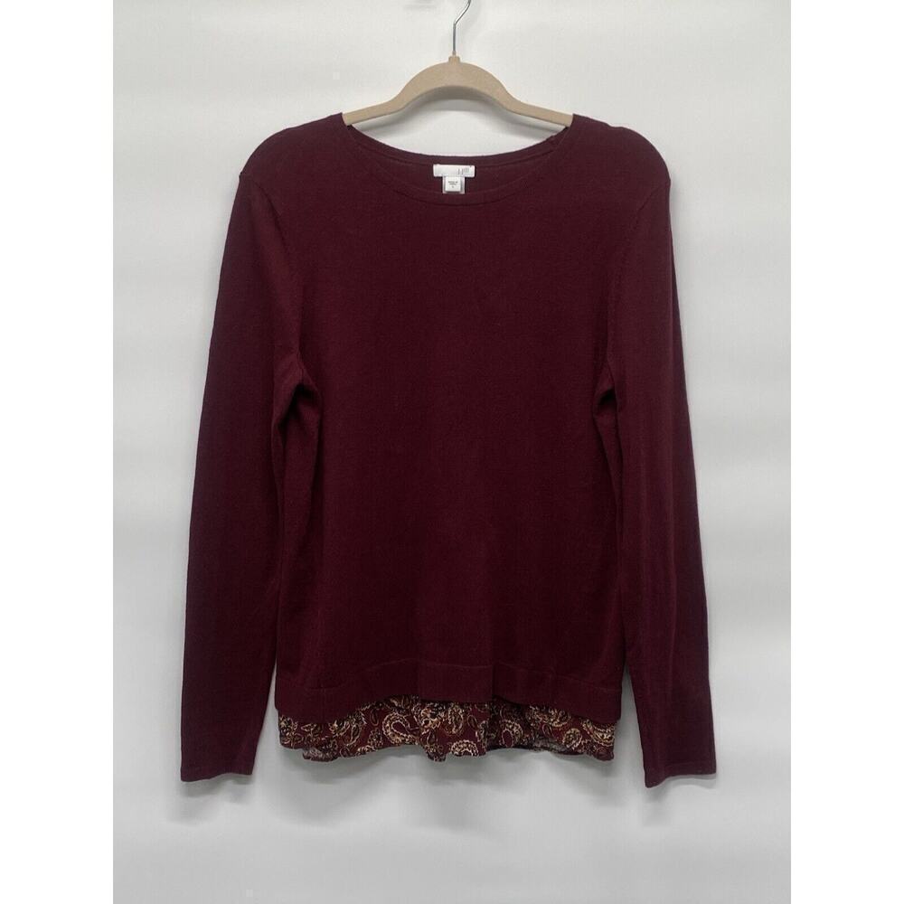 J.Jill Women’s Sweater Paisley‎ Shirttail Hem Detail Academia Preppy Sz Small
